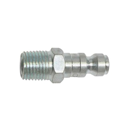 1/4 Inch Automotive Steel Coupler Plug X 1/4 Inch Male NPT (Silver Zinc Color)